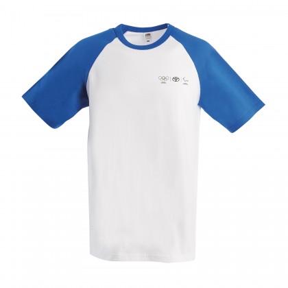 T-shirt Olympic for man with blue contrasted color sleeves