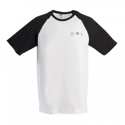 T-shirt Olympic for man with black contrasted color sleeves 