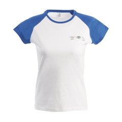 T-shirt Olympic for woman with blue contrasted color sleeves