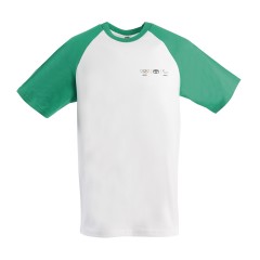 T-shirt Olympic for man with green contrasted color sleeves 	
