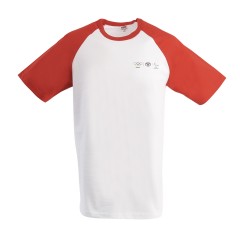 T-shirt Olympic for man with red contrasted color sleeves 	