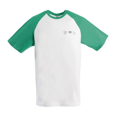 Olympia Herren T-Shirt mit grünen Kontrastärmeln 	