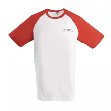 Olympia Herren T-Shirt mit roten Kontrastärmeln 